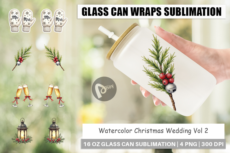 Christmas Wedding Glass Can