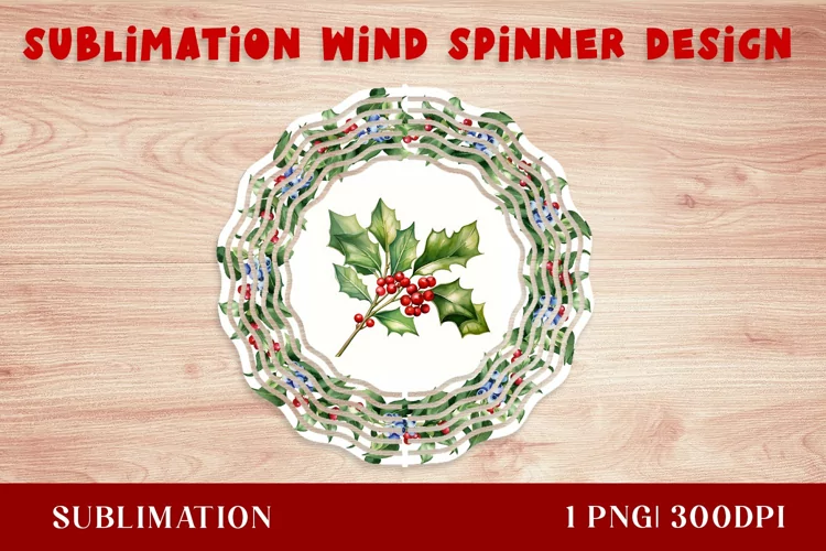 Watercolor Christmas Wind Spinner, Christmas Sublimation