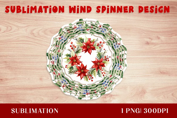 Watercolor Christmas Wind Spinner, Christmas Sublimation