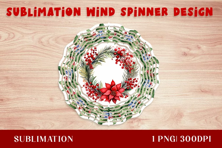 Watercolor Christmas Wind Spinner, Christmas Sublimation