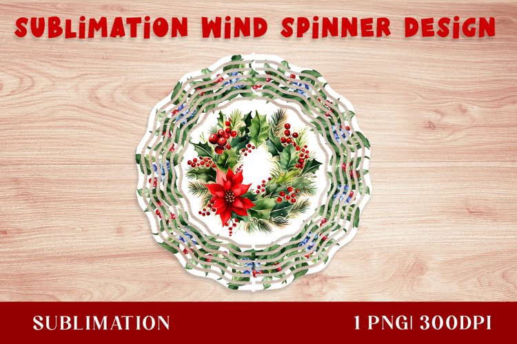 Watercolor Christmas poinsettia Wind Spinner example image 1