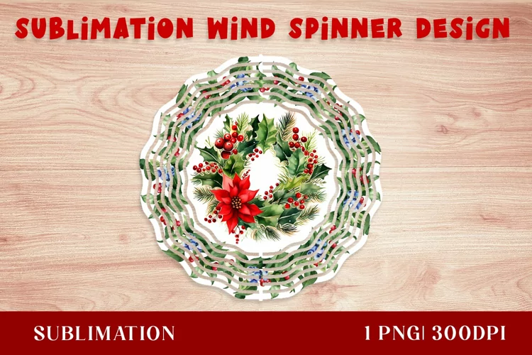 Watercolor Christmas poinsettia Wind Spinner