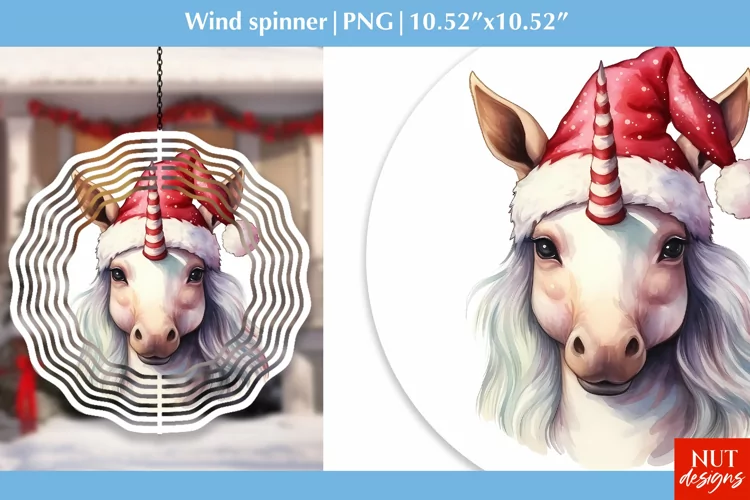 Christmas wind spinner Christmas Unicorn wind spinner design