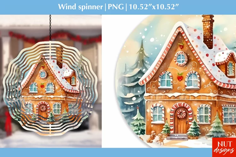 Christmas wind spinner Gingerbread house wind spinner design