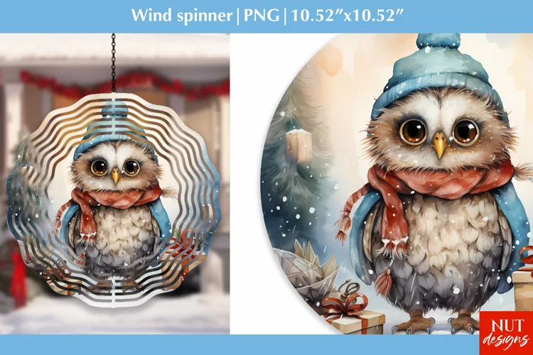 Christmas wind spinner Christmas owl wind spinner design