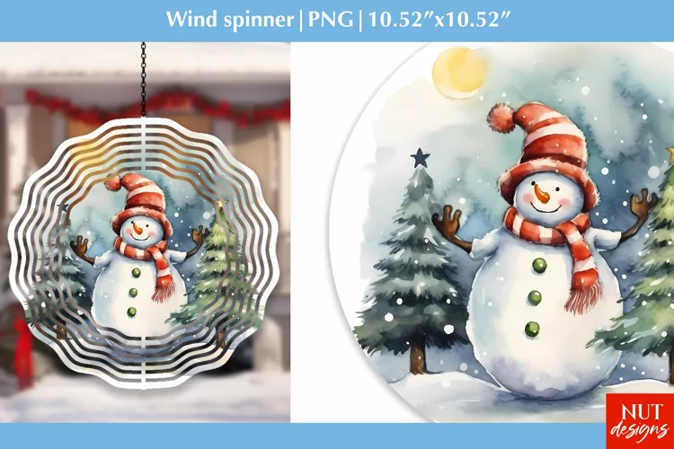 Christmas wind spinner Funny Snowman PNG wind spinner design