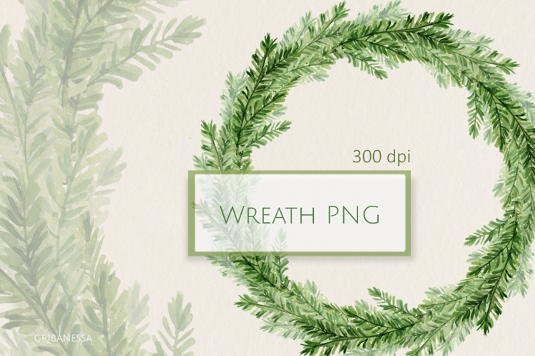 Watercolor Christmas Wreath PNG