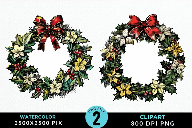 Watercolor Christmas Wreath Exquisite Clipart