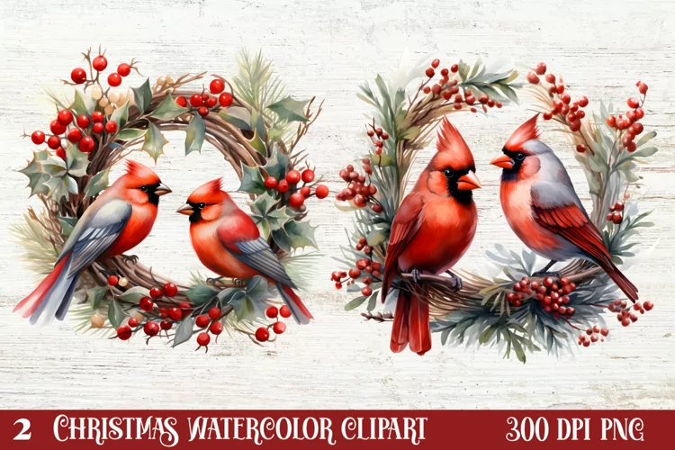 Watercolor Christmas Wreath Clipart, Christmas Wreath