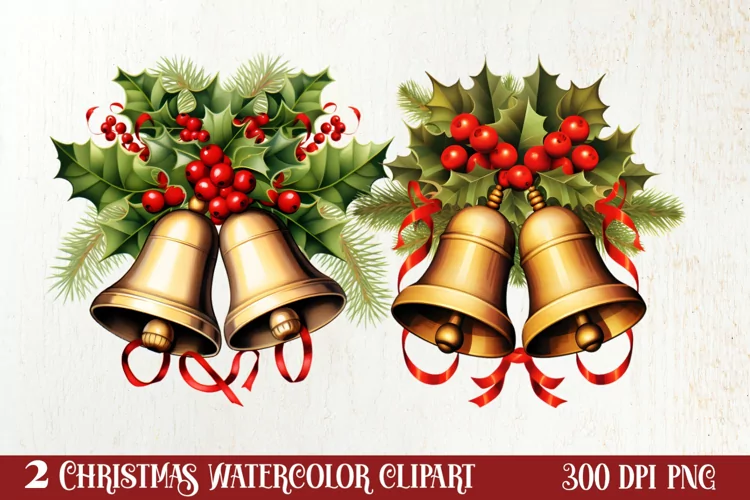 Watercolor Christmas Wreath Sublimation Clipart, Christmas S