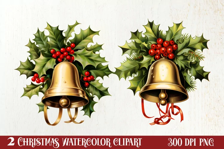 Watercolor Christmas Wreath Sublimation Clipart, Christmas S