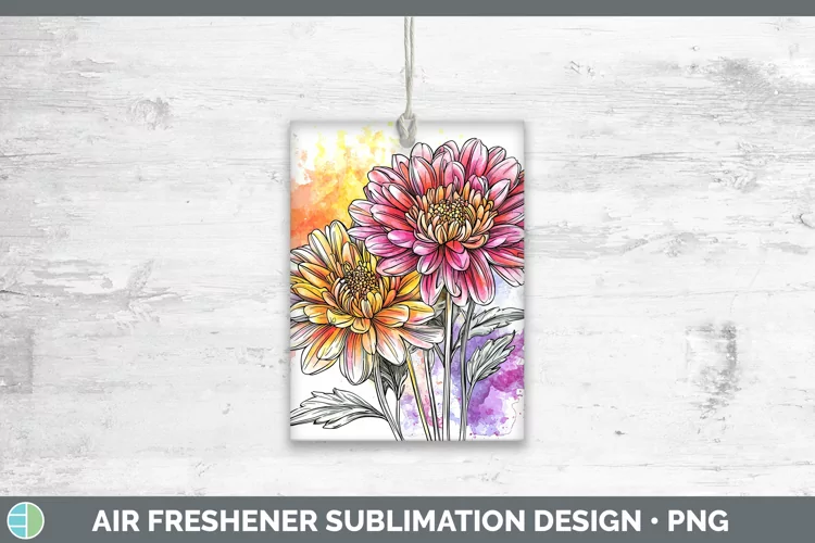 Watercolor Chrysanthemum Air Freshener Sublimation Car Fresh