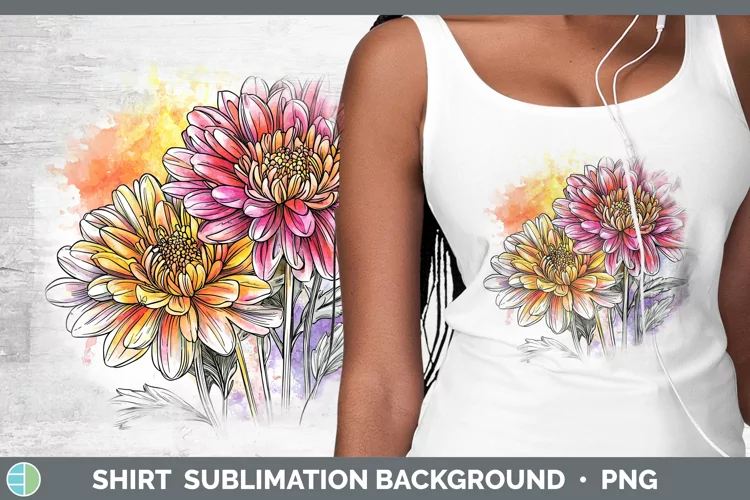 Watercolor Chrysanthemum Shirt Sublimation Sublimation Backg