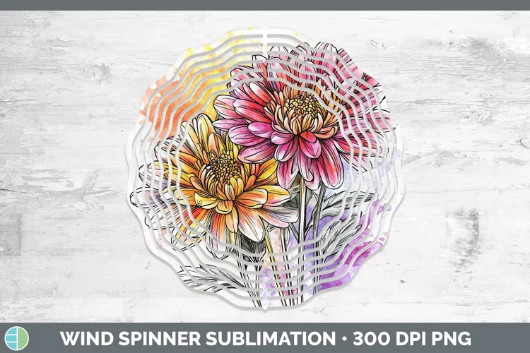 Watercolor Chrysanthemum Wind Spinner Sublimation Spinner De