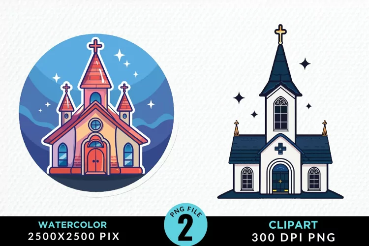 Watercolor Church Exquisite Clipart