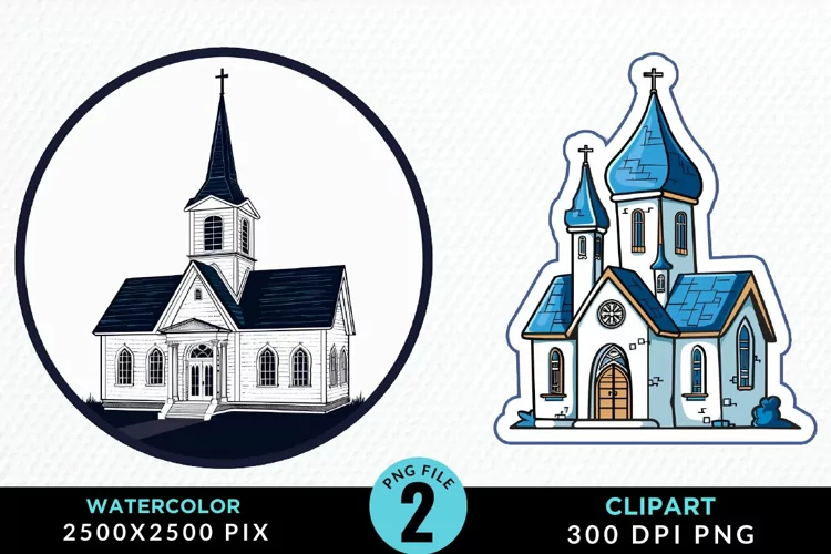Watercolor Church Exquisite Clipart