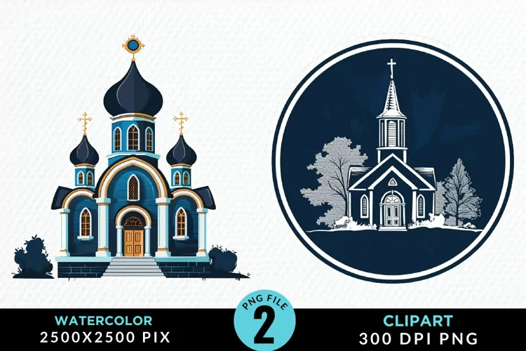 Watercolor Church Exquisite Clipart