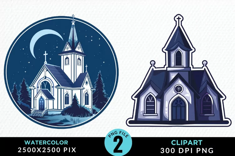 Watercolor Church Graphic Clipart