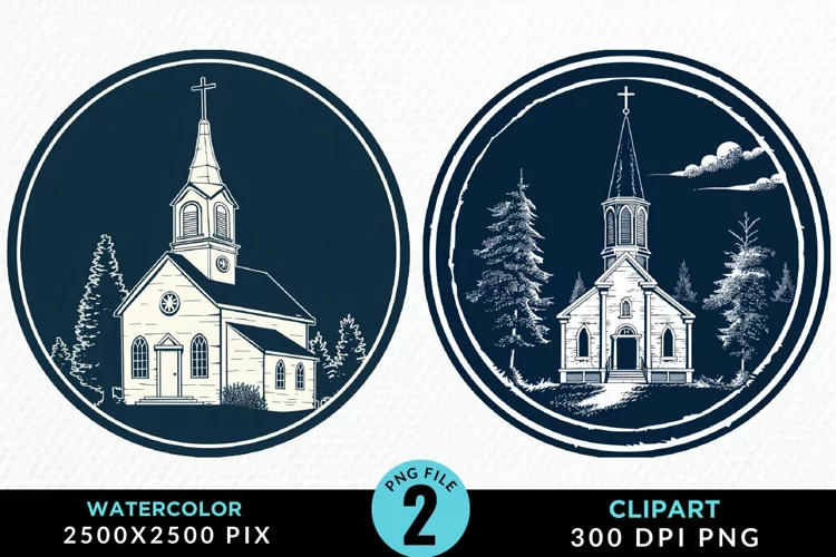 Watercolor Church Exquisite Clipart