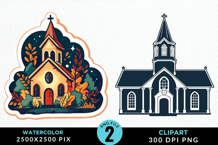 Watercolor Church Exquisite Clipart