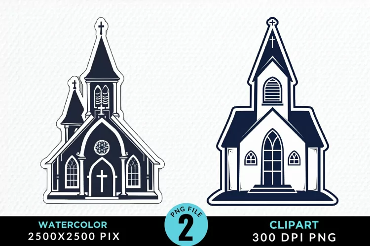 Watercolor Church Graphic Clipart
