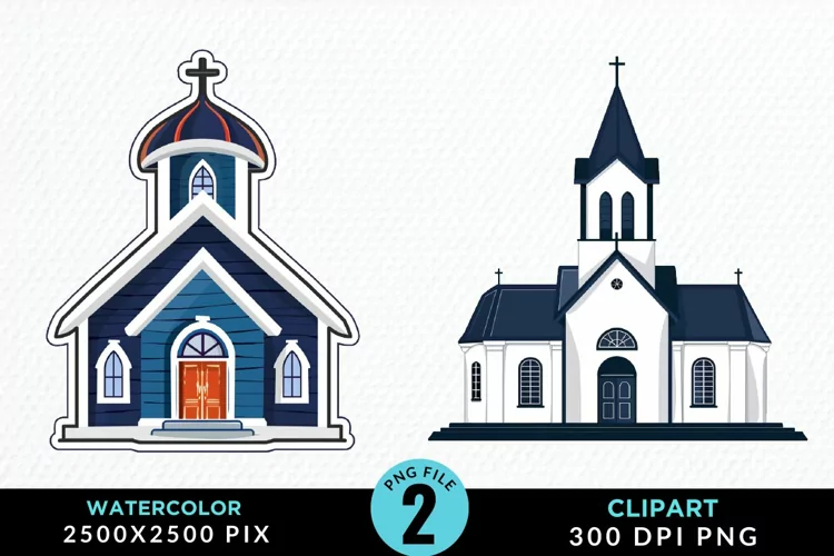 Watercolor Church Exquisite Clipart