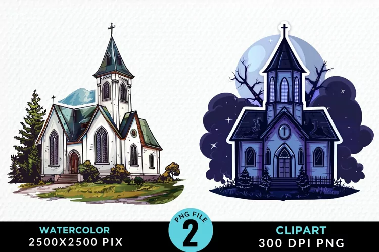 Watercolor Church Exquisite Clipart