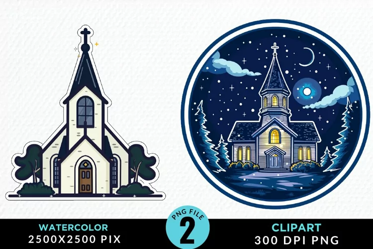 Watercolor Church Exquisite Clipart