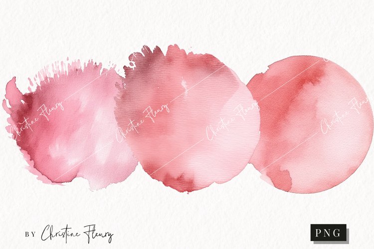 Watercolor Pink Round Clipart | Watercolor Background PNG example image 1