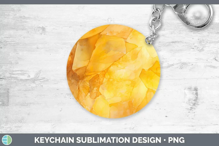 Watercolor Citrine Keychain Sublimation Keyring Designs