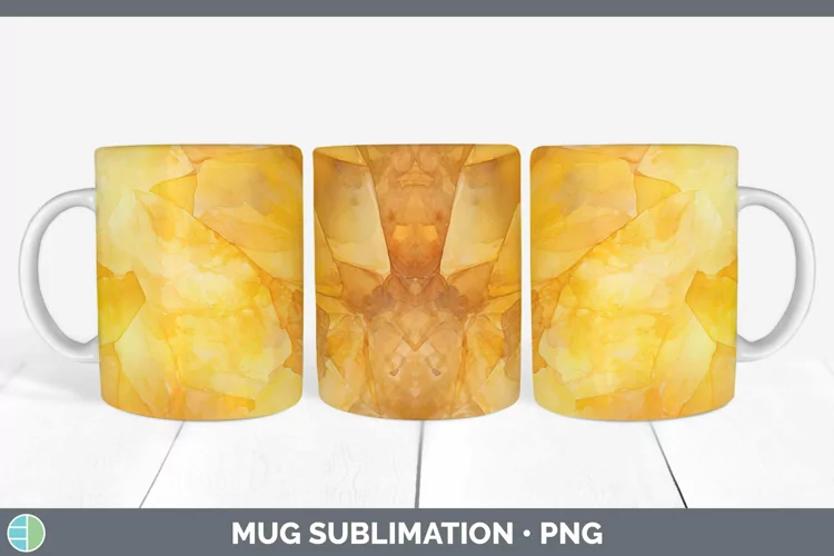 Watercolor Citrine Mug Wrap Sublimation Coffee Cup Designs