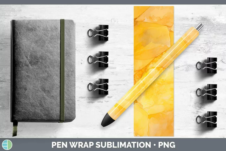 Watercolor Citrine Pen Wrap Sublimation Epoxy Pen Designs