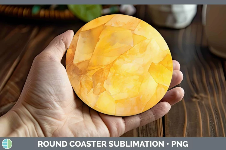 Watercolor Citrine Round Coaster Sublimation Coaster Designs