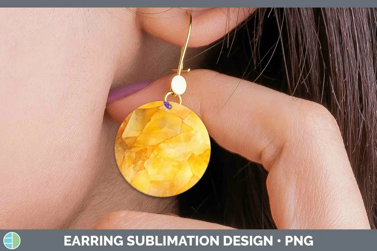 Watercolor Citrine Round Earrings Sublimation Earrings Desig