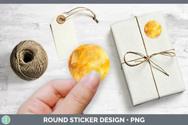 Watercolor Citrine Stickers | Round Labels Designs