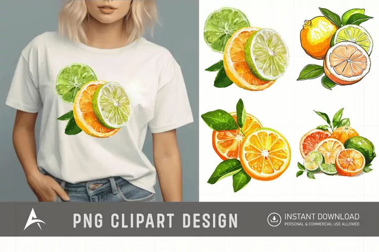 Watercolor Citrus Clipart
