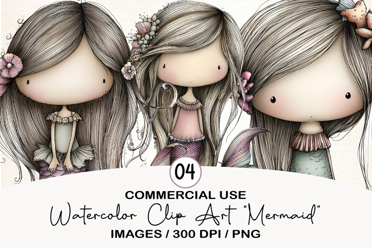 Watercolor Clip Art “Mermaid Sublimation