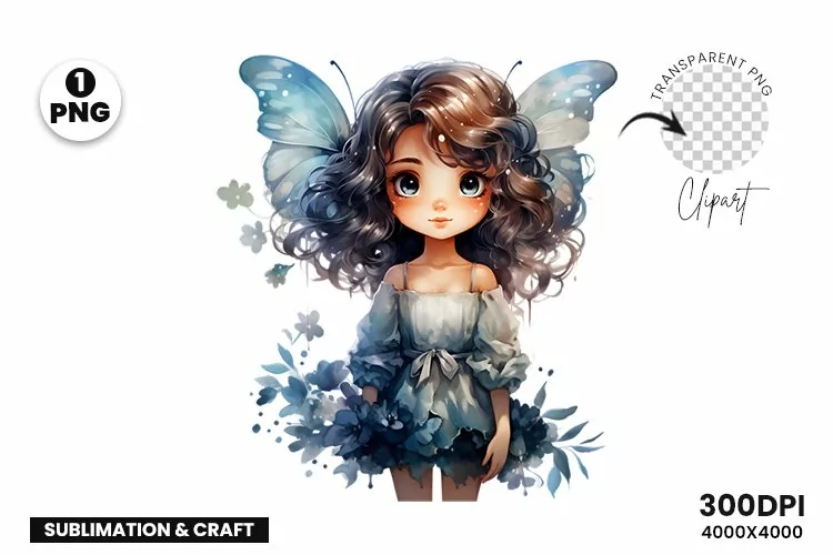 Watercolor Butterfly Princess Clipart | Princess Sublimation