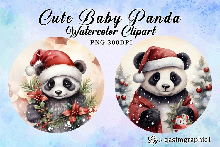Christmas Panada Clipart, Baby Panda Clipart PNG