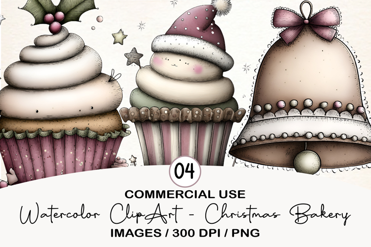Watercolor ClipArt - Christmas Bakery