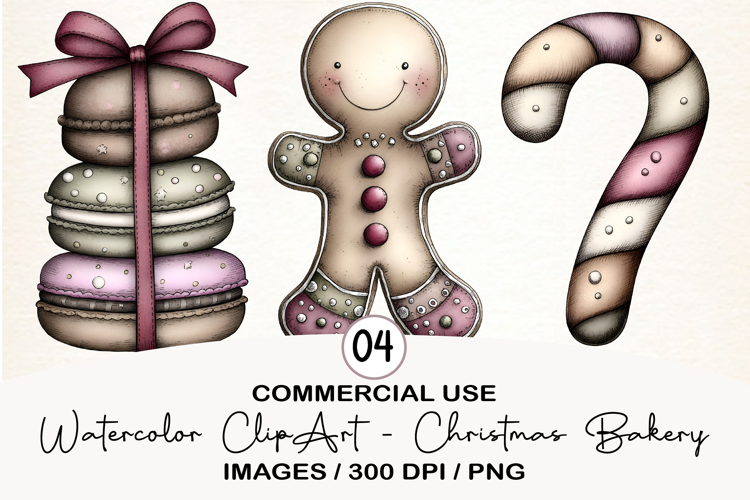 Watercolor ClipArt - Christmas Bakery PNG