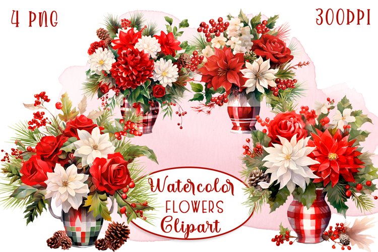 Watercolor Clipart - CHRISTMAS TIME example image 1