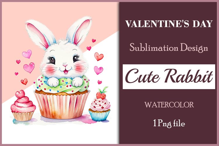 Watercolor Valentine Clipart Sublimation | Cute Animal