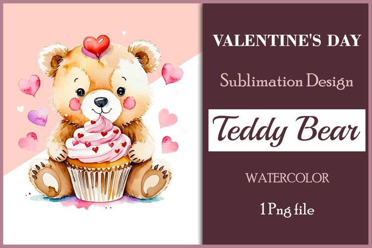 Watercolor Valentine Clipart Sublimation | Cute Animal