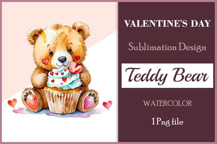Watercolor Valentine Clipart Sublimation | Cute Animal