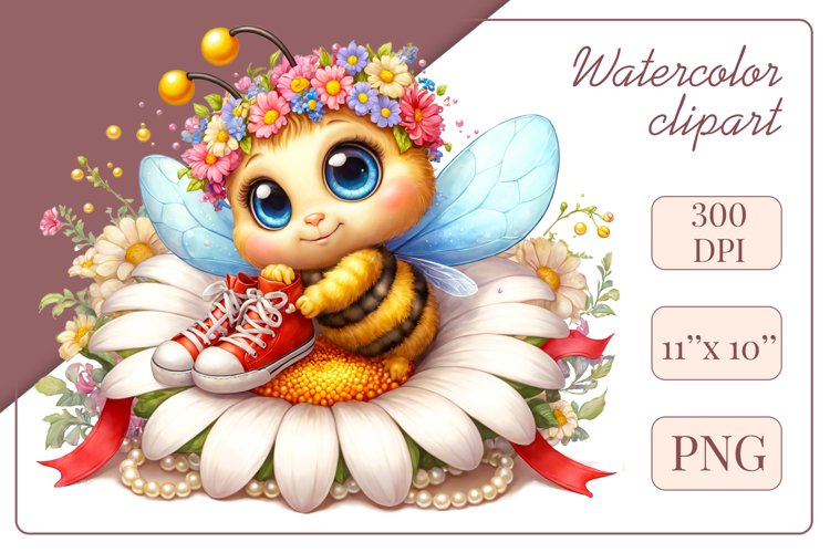 Cute watercolor bee - perfect for your project! This gentle drawing will add playfulness and charm to your design. Use it for creating cards, baby showers, birthdays, web design, and much more. 