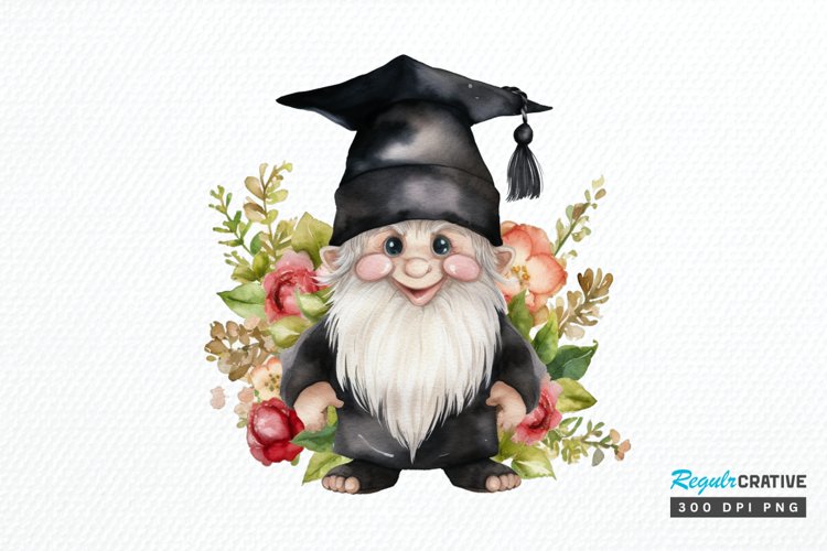 Watercolor Gnome Graduate PNG Clipart