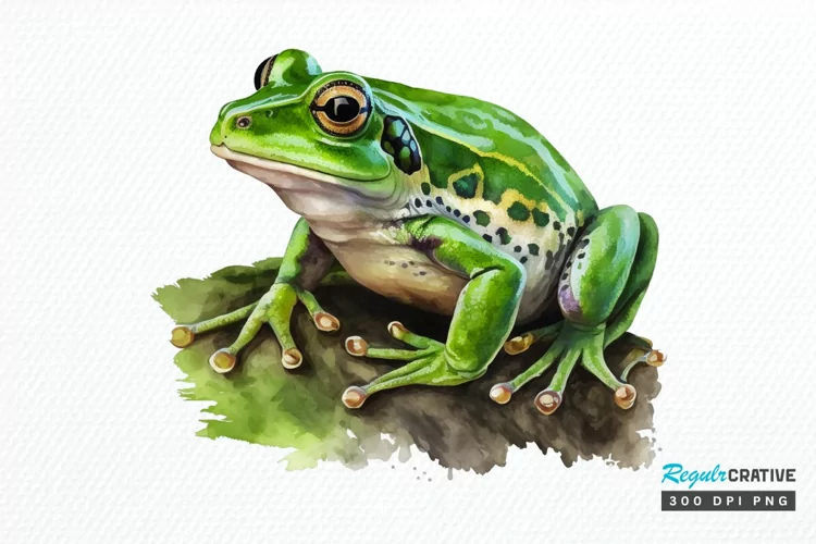 Watercolor Green Frog PNG Clipart