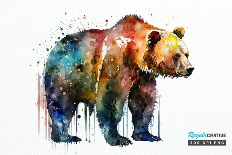Watercolor Bear PNG Clipart