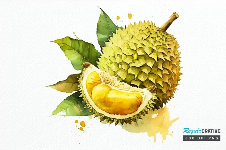 Watercolor Durian PNG Clipart
